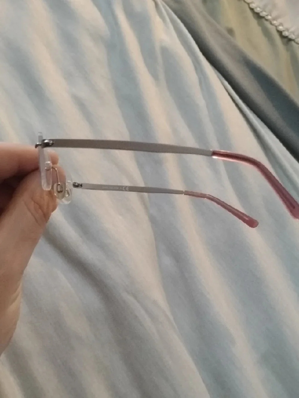 Rimless Reading Glasses with Pink Temple Tips